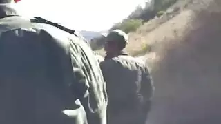 Stunning brunette teen fucked by border patrol agent