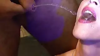 Euro Babe Gets Piss And Throbbing Cocks In Mouth