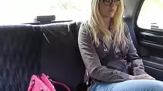 Fake taxi driver eats ass to blonde for money