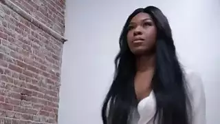 Ebony bombshell Nadia Jay sucks and fucks in glory hole action