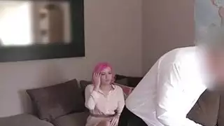 Pink haired Brit anal banging in casting